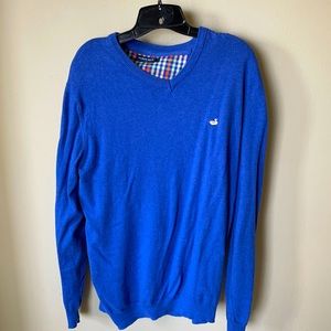 Southern Marsh Blue V Neck Sweater Size: Large